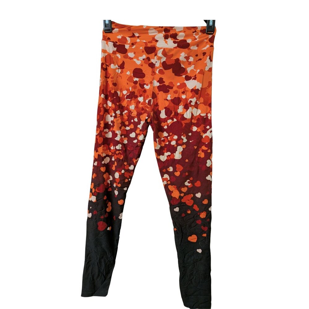 LuLaRoe One Size Leggings Orange Heart Ombre Print Buttery Soft OS